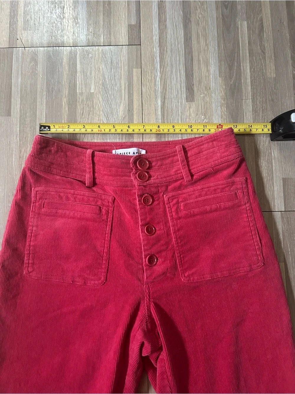 Apiece Apart Marston High-Waist Straight Pink Corduroy Button-Front Pants Size 2 - Picture 4 of 9